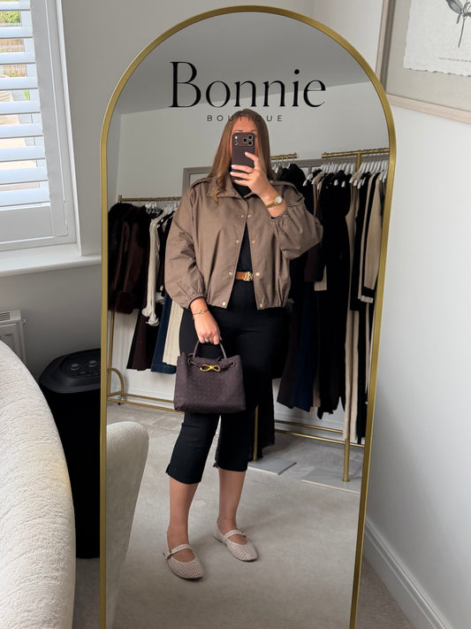 Gold Detail Check Funnel Neck Jacket