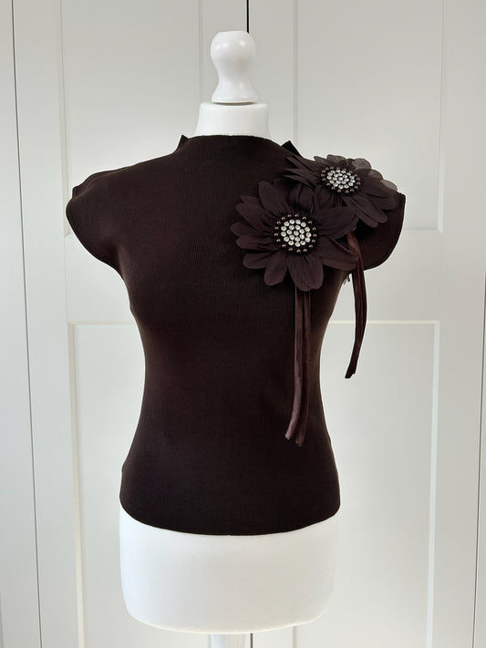 Embelished Flower Fine Knit