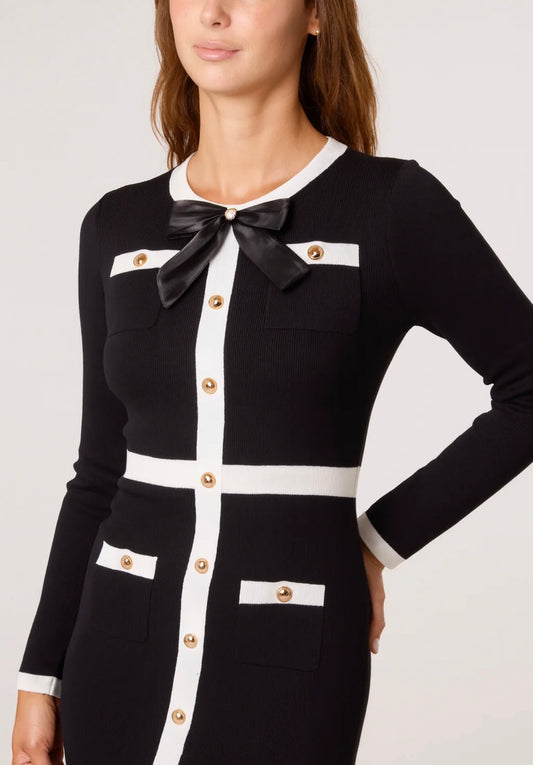 Bow Detail Fine Knit Dress