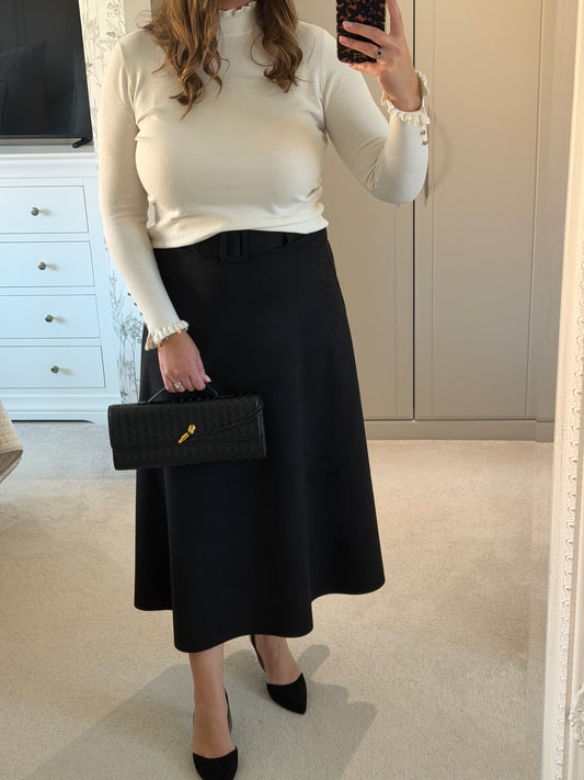 Faux Suede Belted Skirt
