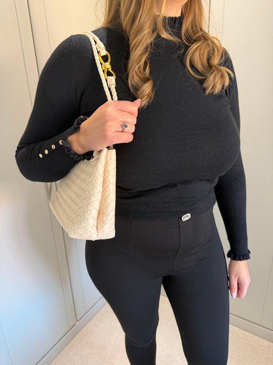 Gold Button Frill Jumper