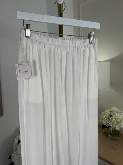 White Crinkle Trousers