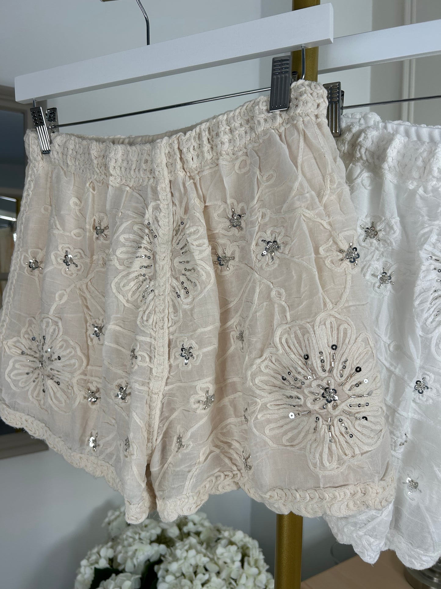 Sequin Crochet Shorts
