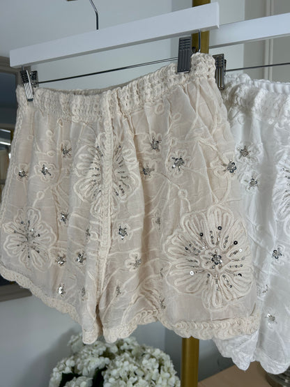 Sequin Crochet Shorts