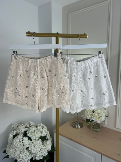 Sequin Crochet Shorts