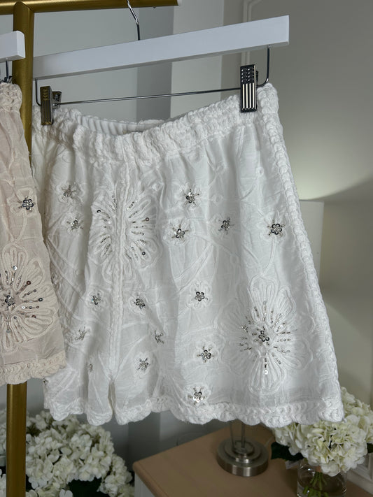 Sequin Crochet Shorts