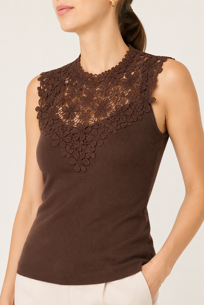 Floral Applique Fine Knit Top