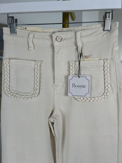 Cream Plaited Jeans