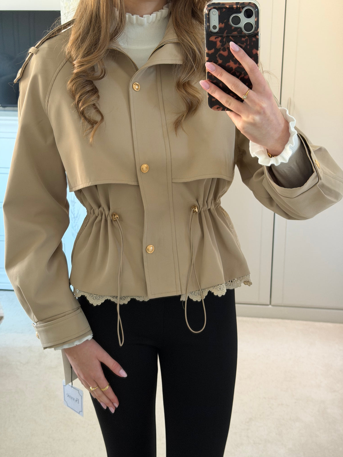 Gold Button Lace Detail Jacket