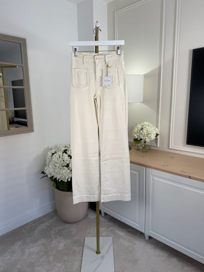 Cream Plaited Jeans