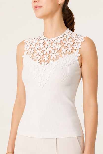 Floral Applique Fine Knit Top