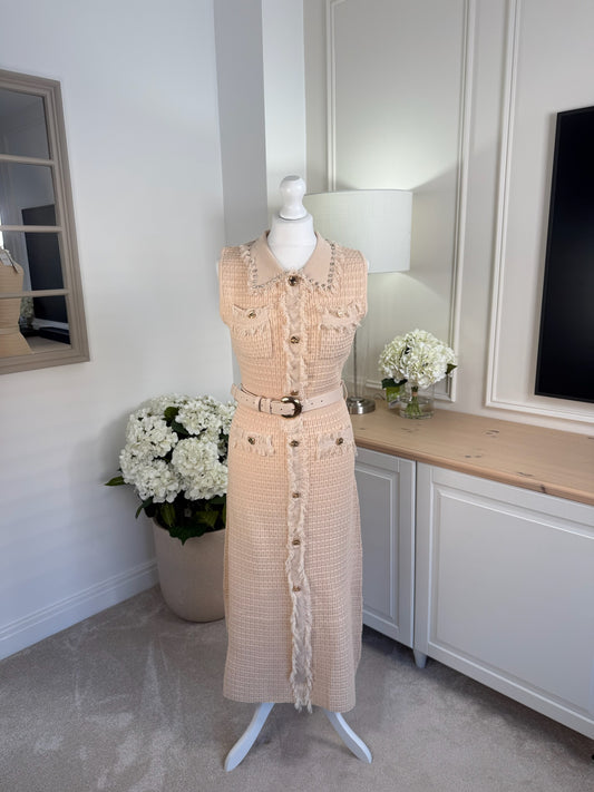 Diamante Collar Belted Dress