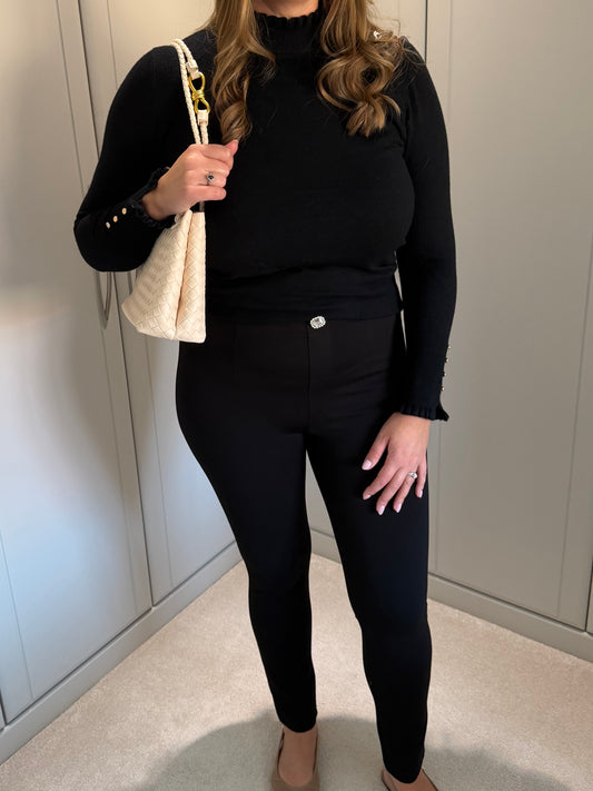 Gold Button Frill Jumper
