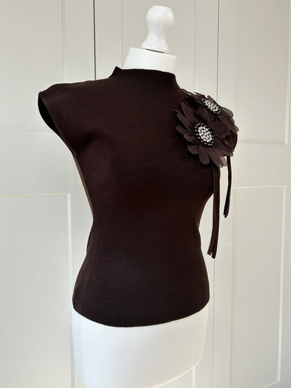 Embelished Flower Fine Knit