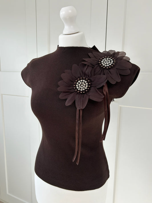 Embelished Flower Fine Knit