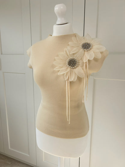 Embelished Flower Fine Knit