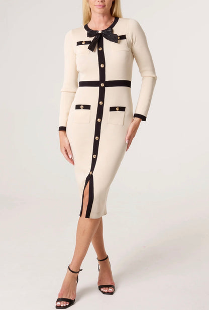 Bow Detail Fine Knit Dress