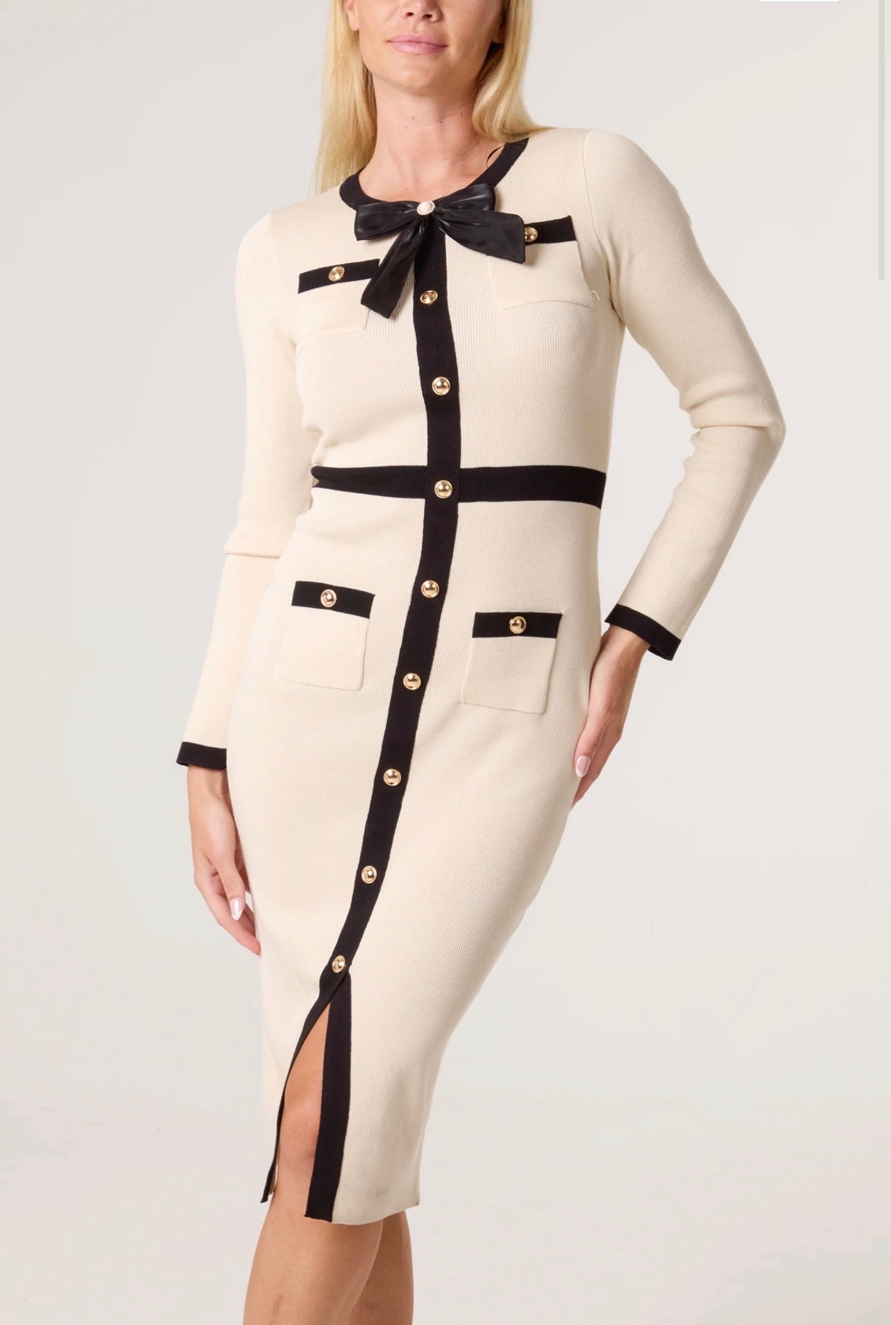 Bow Detail Fine Knit Dress