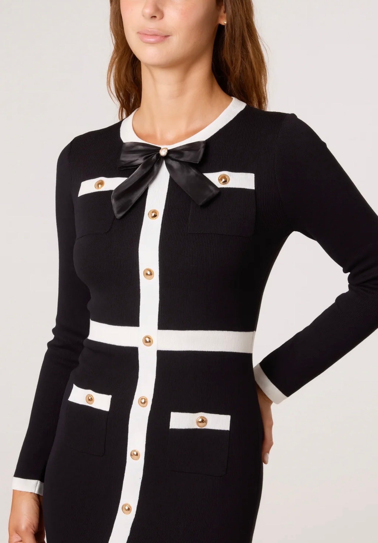 Bow Detail Fine Knit Dress