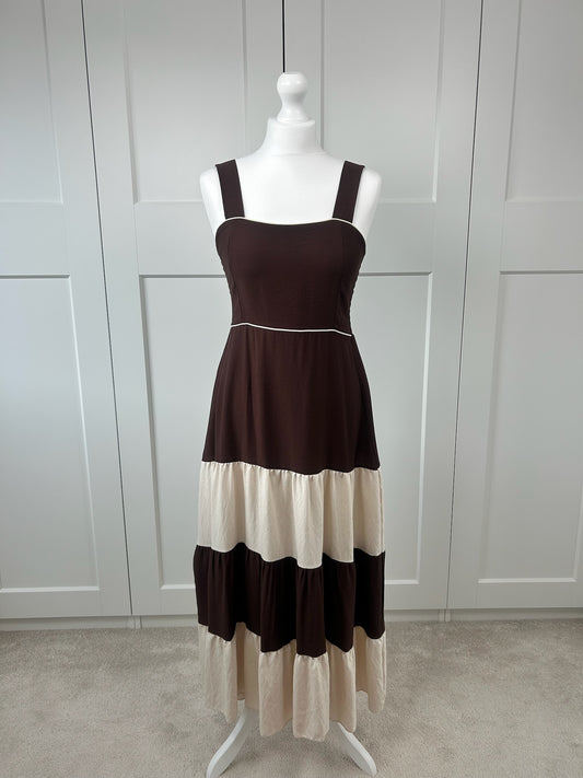 Brown & Cream Tiered Dress