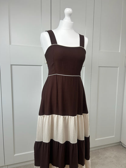 Brown & Cream Tiered Dress