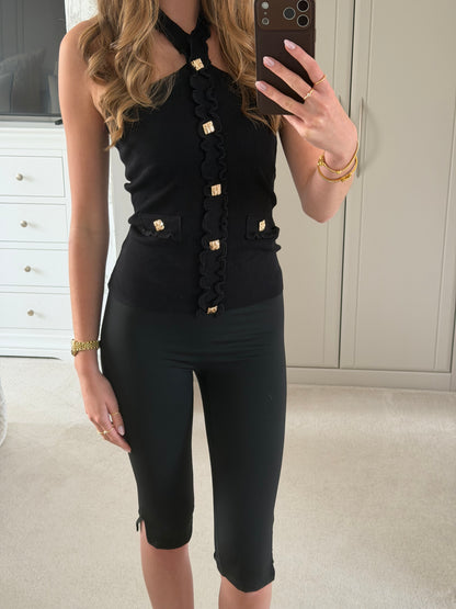 Fine Knit Ruffle Halter Neck