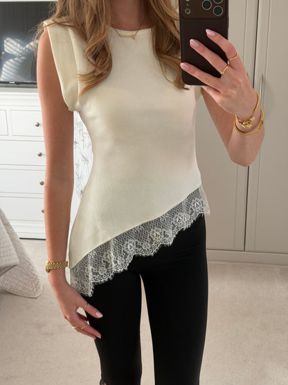 Asymetric Lace Knit Top