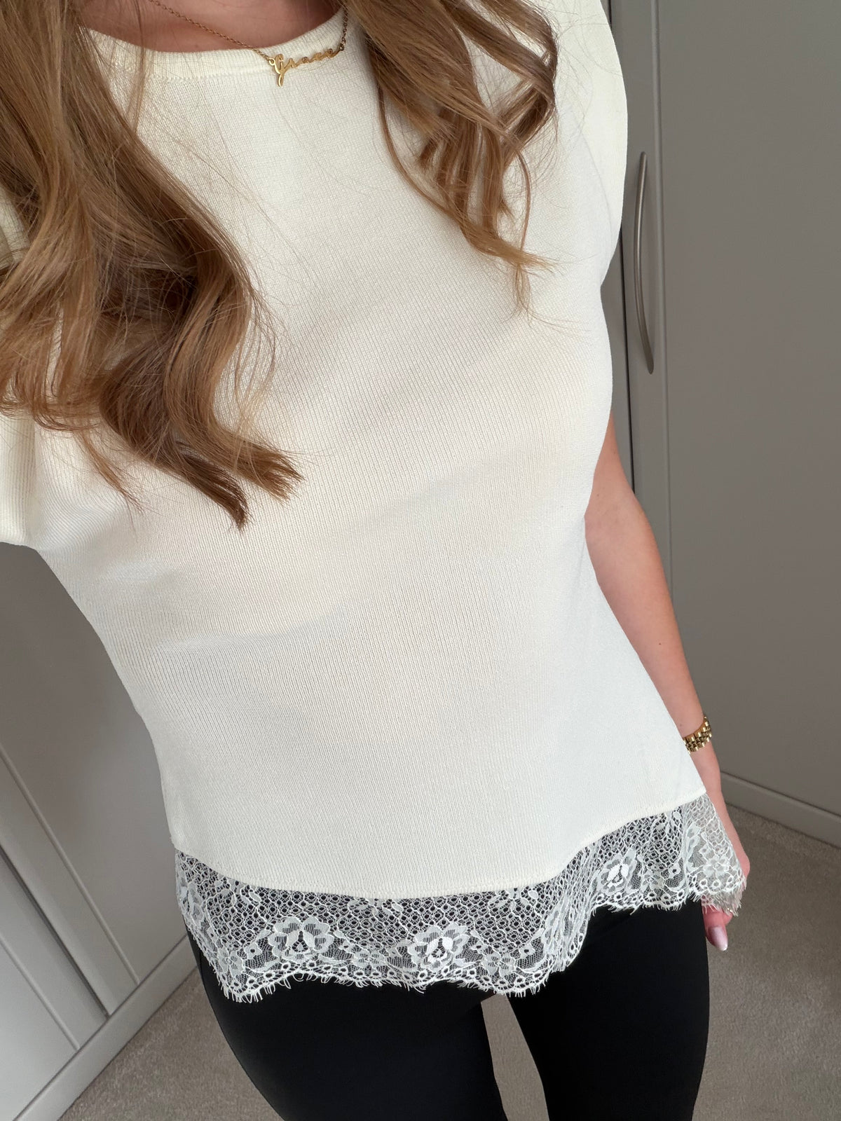 Asymetric Lace Knit Top