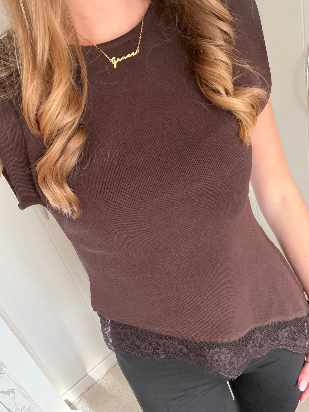 Asymetric Lace Knit Top