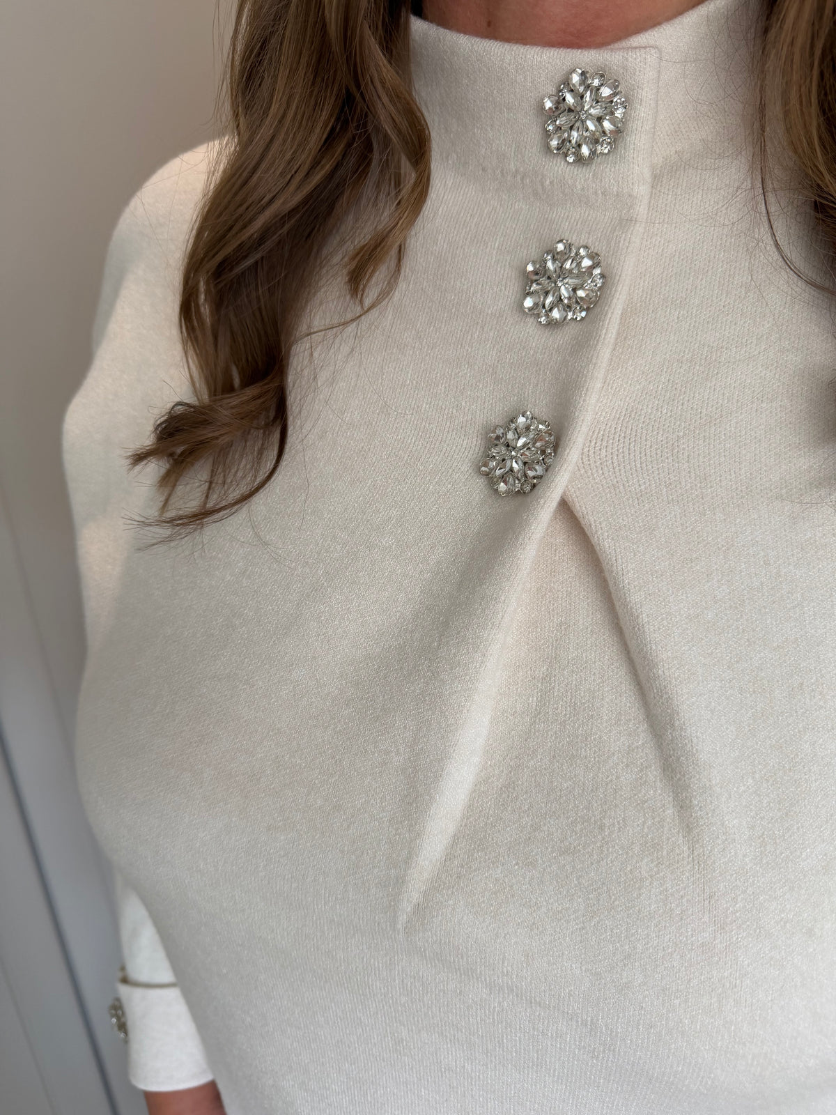 Crystal Button Cuff Knit