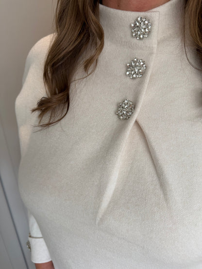 Crystal Button Cuff Knit