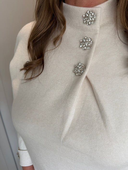 Crystal Button Cuff Knit