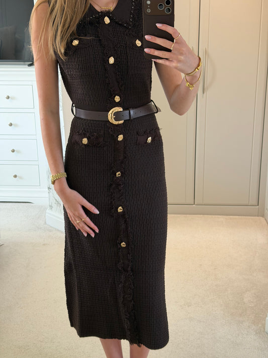 Diamante Collar Belted Dress
