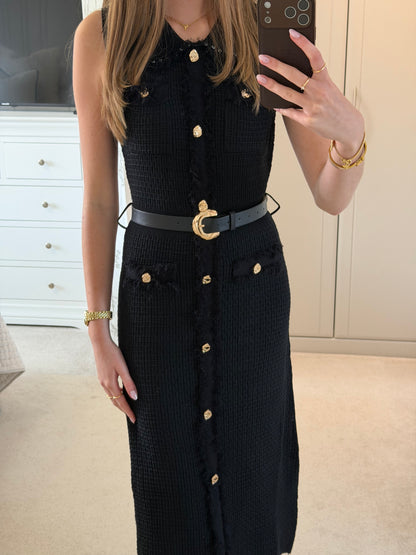 Diamante Collar Belted Dress