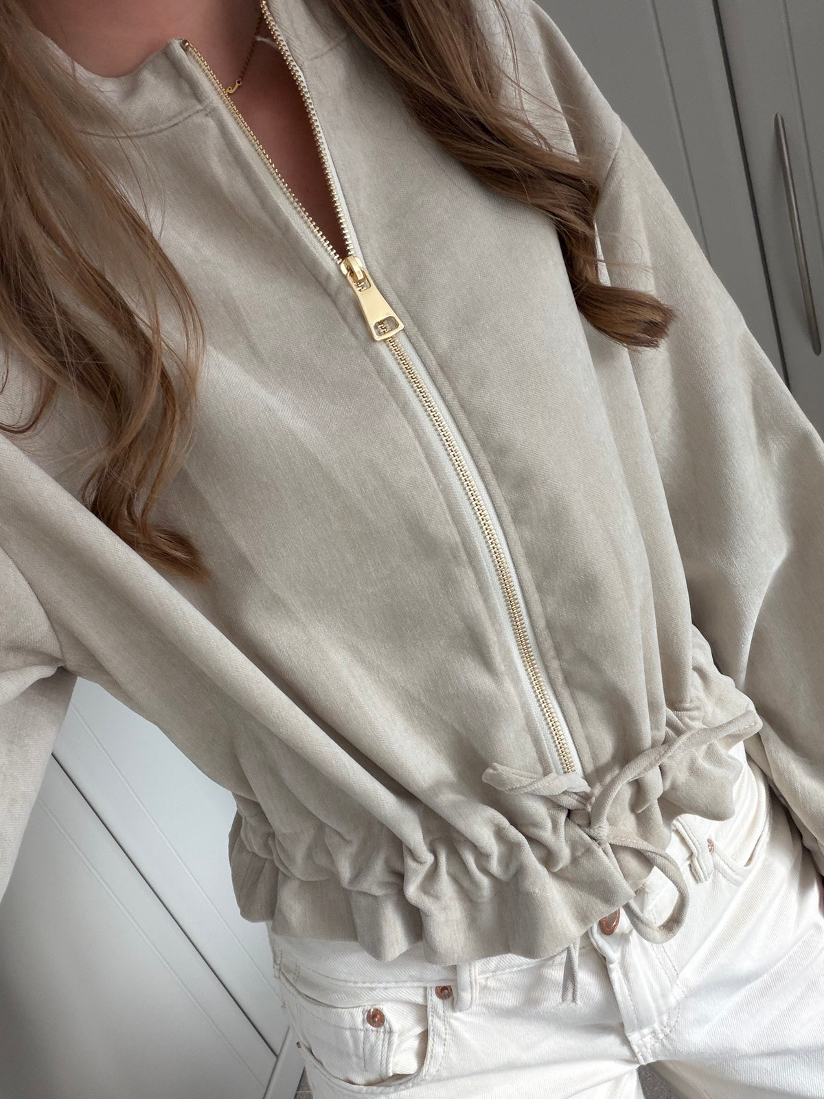 Gold Detail Chenille Bomber Jacket