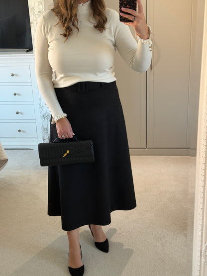 Faux Suede Belted Skirt