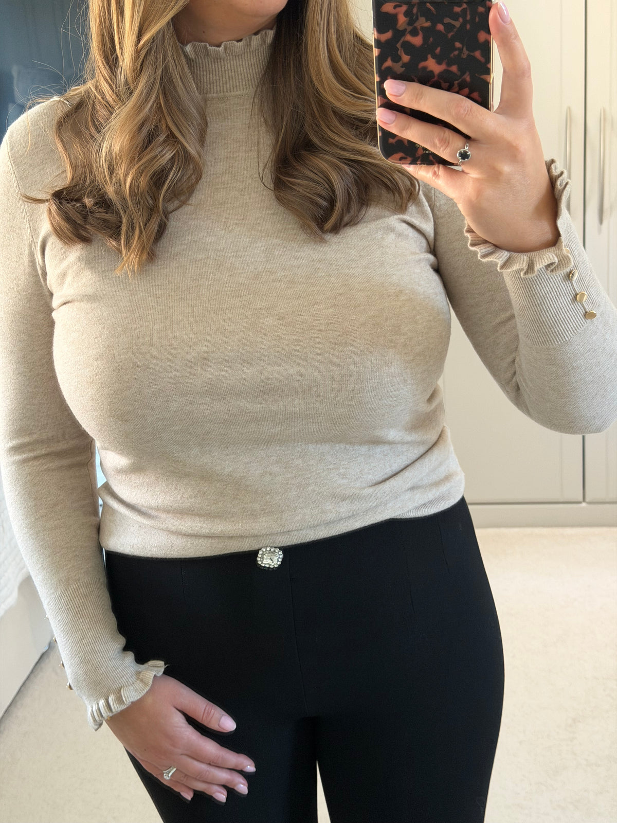 Gold Button Frill Jumper