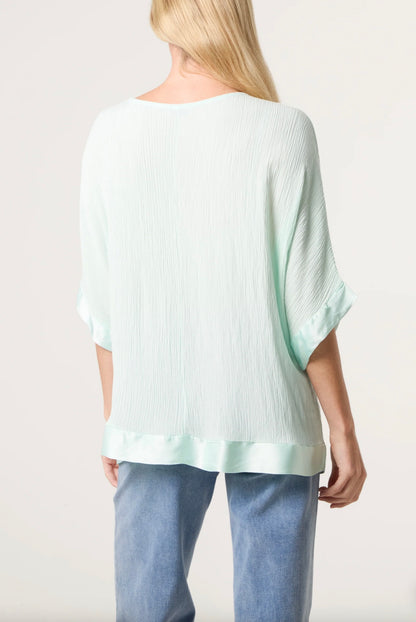 Satin Trim Cheesecloth Top