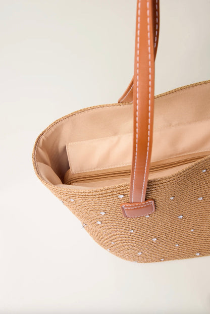 Embellished Raffia Tote Bag & Hat