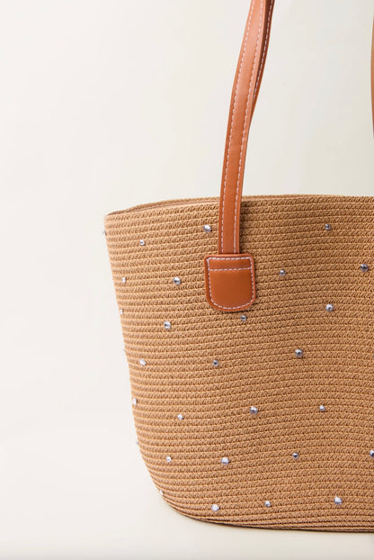 Embellished Raffia Tote Bag & Hat